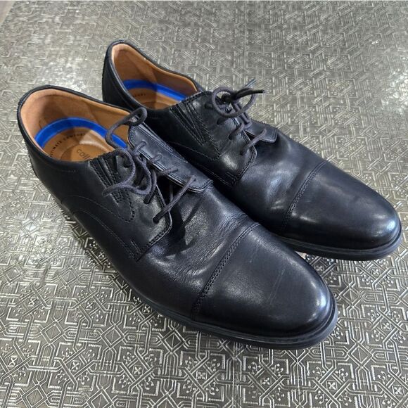 🐢 Clarks Men's Black Whiddon Cap Toe Oxford Size 10.5. - Picture 1 of 16